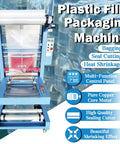 Built Tough Semi Automatic Plastic Film Sleeve Sealing Machine And Heat Shrink Packager With Smart Temp Controls and clear film on steel table.