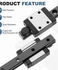 Close-up of 50mm Linear Sliding Rail Guide with MGN7H Carriage Block for Mini CNC Engraving Machines and 3D Printers Black