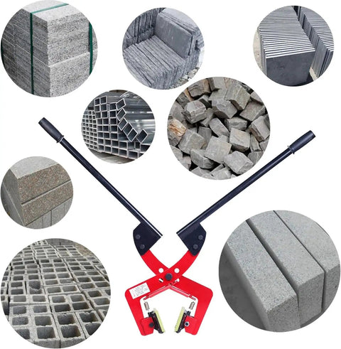 Badass Heavy Duty Granite Moving Clamps And Stone Paver Lifter With Tough Manganese Steel Build lifting various stone and steel slabs.