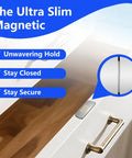 Ultra Thin Magnetic Cabinet Door Catch Kit 12 Pack With Adhesive Mounting on white cabinet door detail