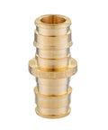 Close-up of a brass coupling from Pack Of 30 Half Inch PEX A Full Flow Expansion Fittings Bundle Including Tee Elbow And Coupling.