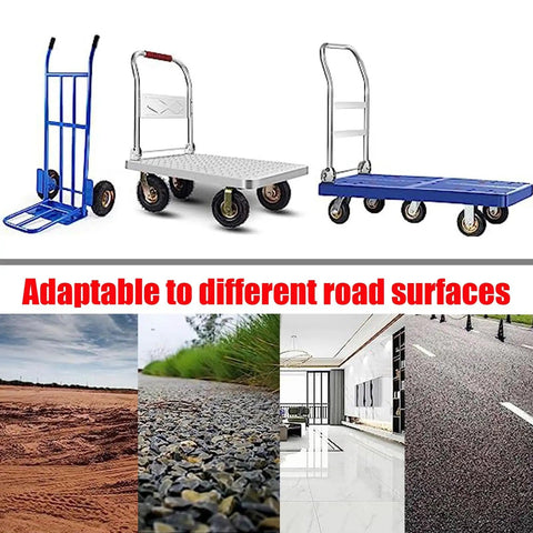 Heavy Duty Swivel Casters With Thick Rubber Wheels And Precision Ball Bearings Rock Solid Silent Glide Design on various surfaces.