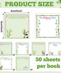 Majiang Themed Gift Set With Panda Bamboo Sticky Notes And Pens 24 Self Adhesive Notepads In White And Green Chinoiserie Design