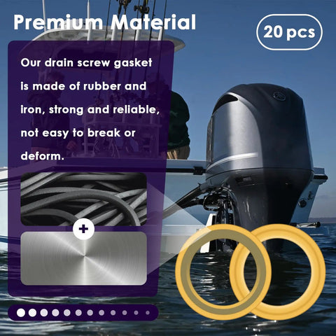 Premium Gearcase Drain Plug Seal Pack For A Tight Leak Free Gearbox Seal That Prevents Oil Leaks, Durable Marine Seal Washers For High Performance Gearcases, Heavy Duty For Inboards And Outboards