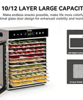 Premium Heavy Duty Freeze Dryer Machine With Twelve Stainless Steel Trays showcasing dried fruits and vegetables on stainless racks.