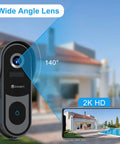 2K Wireless Video Doorbell Camera With Real Time Alerts 2 Way Audio Battery Powered Cloud And SD Storage Infrared Vision