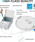10 Pack 4 Inch LED Recessed Ceiling Lights with Junction Box Canless Dimmable 9W 750LM Ready to Install showing components