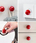Eight Pack Self Adhesive Red Round Cabinet Knobs Peel And Stick Handles on various flat surfaces