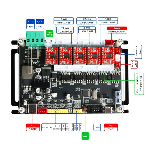 4 Axis GRBL CNC Controller Board For Engravers All In One USB Type C Port Delivers Beast Performance With detailed components