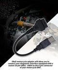 Six Pin To OBD2 CAN Diagnostic Tool Cable Adapter For BRP Can Am Motorcycles ATVs UTVs And Bikes shown with connectors