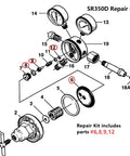 SR350D Oxygen Regulator Repair Kit With Diaphragm No Fuss Rebuild Parts For Oxygen Regulator Compatible With SR350D And Other Welding Gas Gear No Air Leaks Stable Pressure Tight Fit Budget Friendly diagram showing parts 6,8,9,12