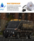 Cab Roof Top Marker Lights For 2014 To 2023 Dodge Ram ProMaster 1500 2500 3500 with clear lens, shown installed on van in rain