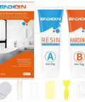 White All In One Bath Repair Kit For Enamel Porcelain Ceramic Tub Sink Shower Tray Tile And Toilet Cracks Chips Holes Scratches