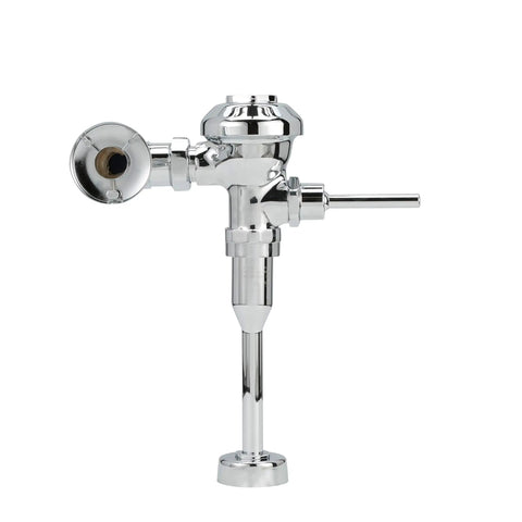 Side view of AquaVantage AV Exposed Manual Diaphragm Flush Valve 1.0 GPF Chrome With ADA Handle, High Flow Vacuum Breaker for urinals.