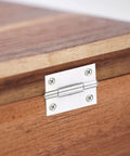 Twenty Pack Heavy Duty Stainless Steel Folding Butt Hinges 2 Inch on a wooden cabinet, showcasing flush installation.