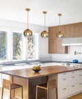 Gradient Gold Glass Globe Pendant Light 1 Light for Kitchen Island Mid Century Modern Hanging Fixture with Large Globe Shade