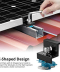 Installing 10 Piece Solar Panel Mounting Bracket Kit for Unistrut Rails Aluminum 30mm 35mm on metal roof with black end clamp