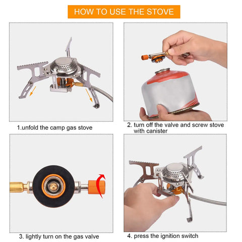 Step-by-step guide on using Portable Camping Gas Stove With 1Lb Propane Tank Adapter Foldable Backpacking Stove With Piezo Ignition