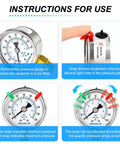 Rugged Stainless Steel Dry Pressure Gauge 0 To 100 Psi With A Two Inch Dial One Quarter Inch NPT Lower Mount Waterproof For Well Pumps Tires And Water Pressure Testing Includes Two Snaps instructions with steps for use