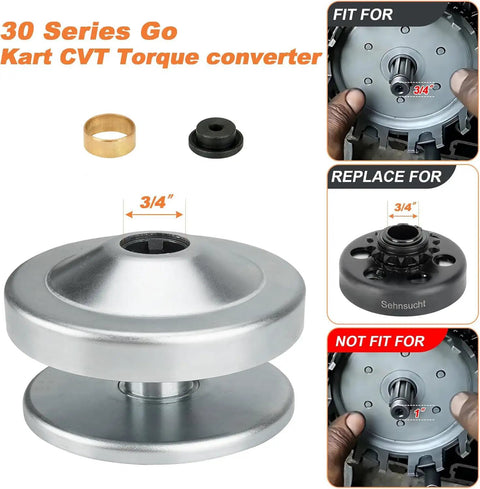 CVT Torque Converter Kit For Three Quarter Inch Crank Mini Bikes And Go Karts With 10T And 12T Pulleys, fits 3/4" crankshaft.