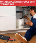 6 Piece Plumbing Tools Kit with angle stop wrench and storage bag used by plumber under sink