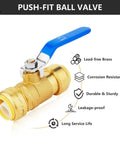 Two Pack Three Quarter Inch Push Fit Ball Valve Full Port Shut Off For Hot And Cold Water Includes Disconnect Clip