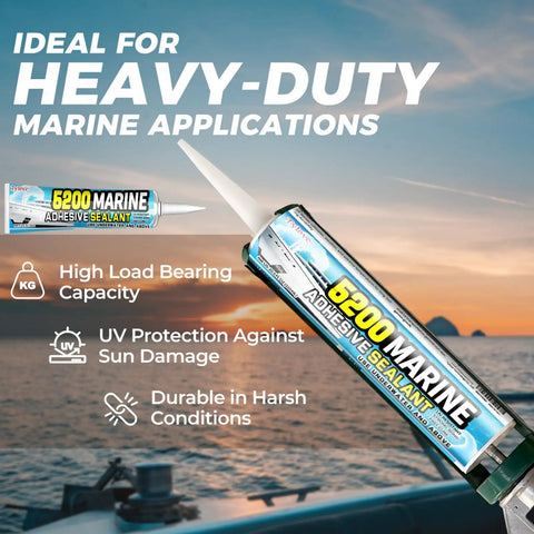 Image of Beast Mode Tough Marine Sealant Adhesive Fast Cure For Above And Below Waterline Bonding displaying application uses
