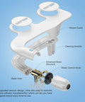 Non Electric Bidet Attachment For Toilet With Dual Nozzles, Posterior And Feminine Wash, Adjustable Water Pressure, Brass Inlet, exploded view