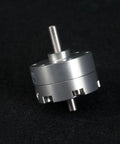 Close-up of 15mm Rotating Angle Rotary Actuator 180 Degree Vane Type Double Shaft Pneumatic Air Cylinder on black background