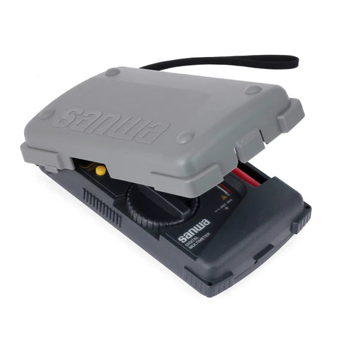 CD800a Digital Multimeter All-In-One DMM with case partially open, showing controls and captive test leads
