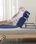 Adjustable Electric Lift Backrest For Bed With Strong Steel Frame And Thick Sponge Lumbar Support Up To 330 Pounds, shown in use.