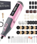 Pink 4V Cordless Rotary Tool Kit With Seventy Heavy Duty Bits And Slick Engraving Handle For Killer Diy Projects Wood Carving Cutting Sanding And Metal Polishing.