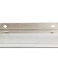 Front view of a brushed stainless steel edge pull handle from the Finger Edge Pull Handle Set, 10 Pack, 3-5/32 Inch Center To Center and 3-15/16 Inch Overall Length