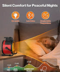 Portable 1500W Electric Heater With 2 Second Fast Heat, 3 Modes, PTC Ceramic Heating in a bedroom setting, red