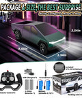 Rad All Terrain RC Pickup Truck With LED Lights And Load Space, Blazing Fast Electric Remote Control Car Toy For Kids And Adults, Color Change Green Purple, Great Birthday Gift, shown with package and accessories.