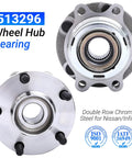 2 Pack Front Wheel Bearing And Hub Assembly Double Row Chrome Steel Fits 32 Spline Hubs For Popular Sedans And SUVs ISO IATF Certified Beefed Up Chrome Steel Build With Dual Seal Protection For Long Lasting Durability, front and top view