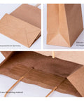Close-up of Brown Paper Bags With Handles 8x4.25x10.5 Inches Medium Gift Bags Bulk 100 Pack Recycled Kraft Paper Eco Friendly Shopping Bags