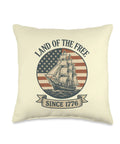 Totally Patriotic Sailboat Throw Pillow With Red White Blue Flag Design Celebrating Freedom Since 1776 All American Americana Decor
