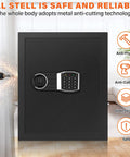 17.71 Inch Fireproof Hidden Wall Safe With Numeric Keypad shown in living room setting with safety features highlighted