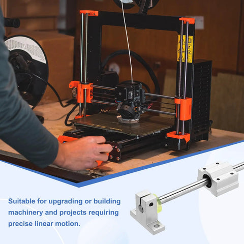 3D printer with 8mm By 350mm Linear Motion Rod Shaft Guide Kit with SC8UU Ball Bearings and SK8 Rail Supports