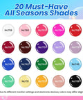 20 color palette from UV Light Gel Nail Polish Kit With 20 Colors And 40 Piece Mix Set, Muse Nail Kit Includes TPO And HEMA Free Base