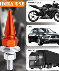 Spike License Plate Screw Fasteners Kit For Cars, Trucks And Bikes, Decorative Anti Theft Stainless Steel And Aluminum Bolts In Orange, 6mm Thread