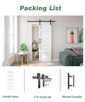 Packing list of 24x84 Inch White Barn Door With 4 Foot Sliding Hardware Kit And Handle Included MDF Solid PVC Surface DIY Assembly