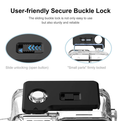 Waterproof Housing Case for Insta360 Ace Pro 2 Camera Deep Sea 45m 148ft Protection Shell Cage buckle lock details