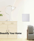 Heavy Duty ABS Plastic Access Panel For Drywall 8X16 Inch Wall Hatch Cover Door on a wall beside a lamp and furniture.