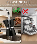 Stovetop Espresso Maker Moka Pot For Home Barista Quality Espresso 6 Cup 10 Oz Black Greca Italian Style Coffee Brewer being washed in a sink