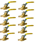Crimp Half Inch Pex Ball Valve Set, 10 Pieces, Pex B Crimp Compatible, brass, yellow handles, easy install for PEX tubing