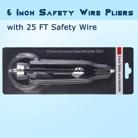 Six Inch Safety Wire Pliers With Twenty Five Foot Stainless Twist Wire Tool 032 Gauge Lock Grip For Motorcycle Dirt Bike Grips Aircraft Auto Industry For Professional Shop Use packaging