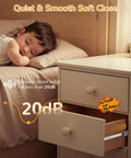 Drawer with 20 Inch Side Mount Soft Close Drawer Slides, quiet under 20dB, in a bedroom with a sleeping child.