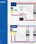 32 Amp Solar Panel Disconnect Switch For PV Systems, DC 12-400V Or AC 90-400V, 2 Pole Mini MCB Solar Shut Off, DIN Rail Mount, Easy Install, Protects Power Distribution From Overload And Short Circuit, Great For Home Or Workshop, wiring diagram